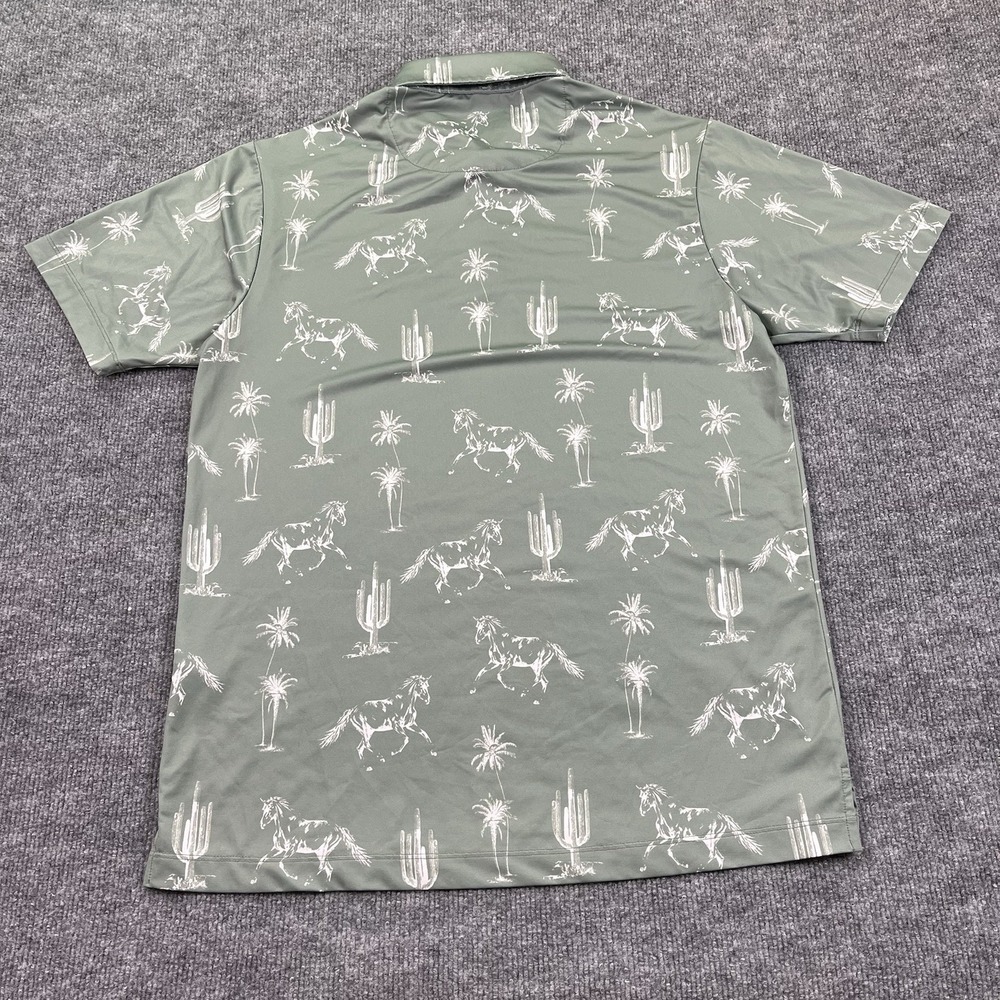 Bad Birdie Men's Sage Green Polo with White Desert Print - Picture 4 of 7